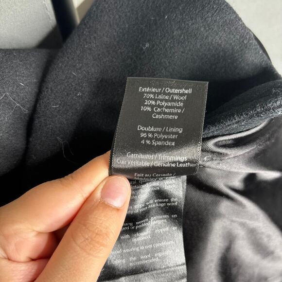 Mackage Leather Trim Wool Cashmere Blend Coat Black Size S - Picture 4 of 4